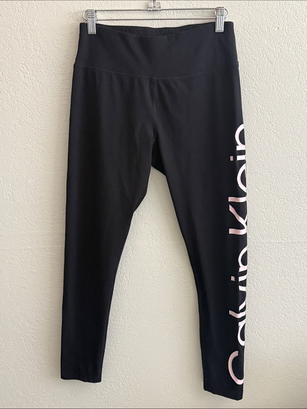 Calvin Klein Black Leggings with Pink Side Logo